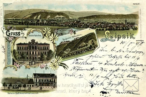 Helfštýn, litografie, DA, prošlá 1898