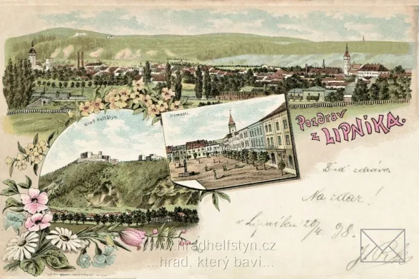 Helfštýn, litografie, DA, prošlá 1898