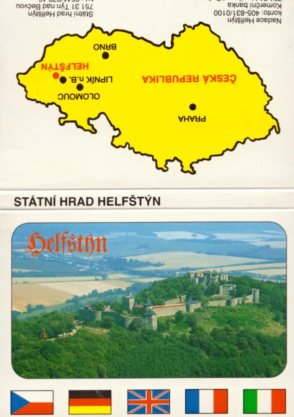 Helfštýn, leporelo, 13 minipohlednic, 10,5x7,5, vydáno r. 1995, v počtu 10 000 ks