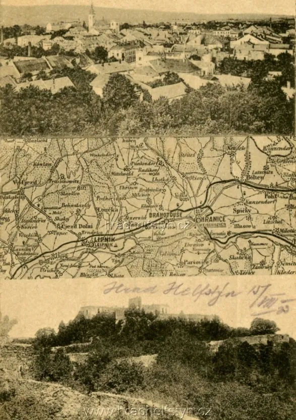 Helfštýn, MF, s mapkou, 1923