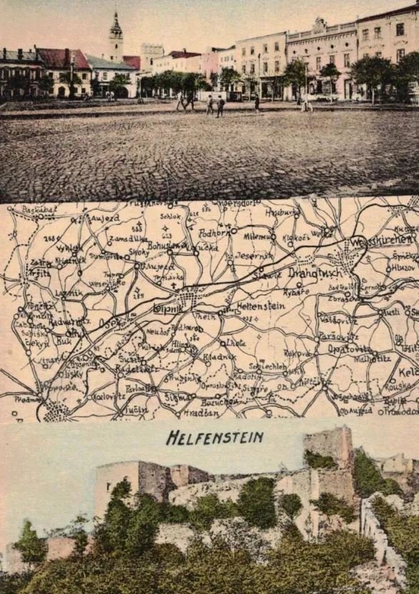 Helfštýn, MF, s mapkou, 1927?